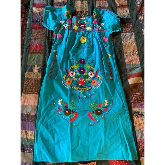Vintage Mexican Fiesta Dress Sz Small -Med. Cotton 1960’s - Picture 1 of 11
